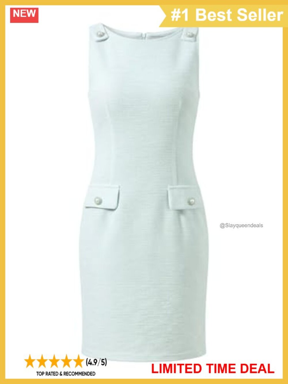 Women's Tweed Sleeveless Boat Neck A-Line Work Dress